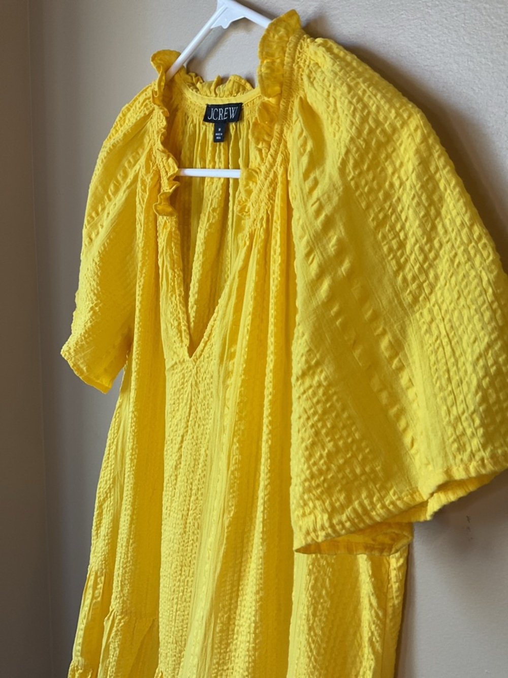 J. Crew Sunny Yellow Tiered V-Neck Dress Size M - Picture 3 of 4